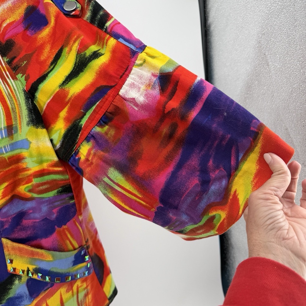 VTG The Collective Works Of Berek 2 Women XL Beaded Jacket Multicolor Neon Art - Picture 3 of 10